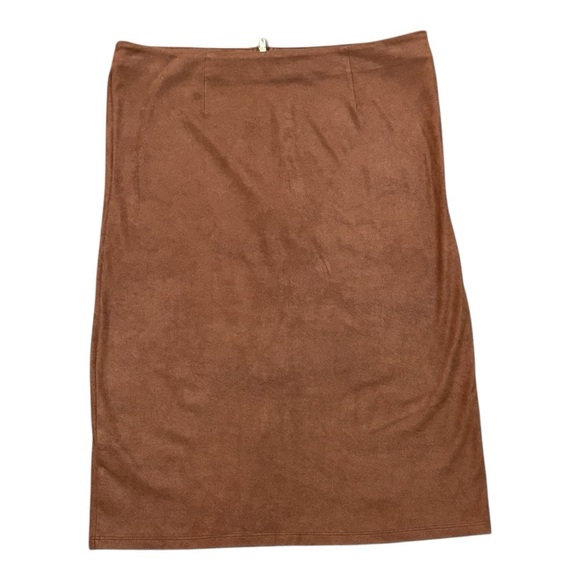 G by GUESS Brown Faux Suede Pencil Skirt 3/4 Zipper Festival Concert Size L - Picture 3 of 5
